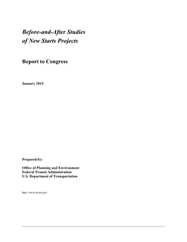 Before-And-After Studies: Report to Congress, January 2015