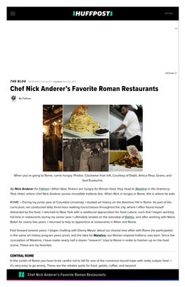 Chef Nick Anderer's Favorite Roman Restaurants