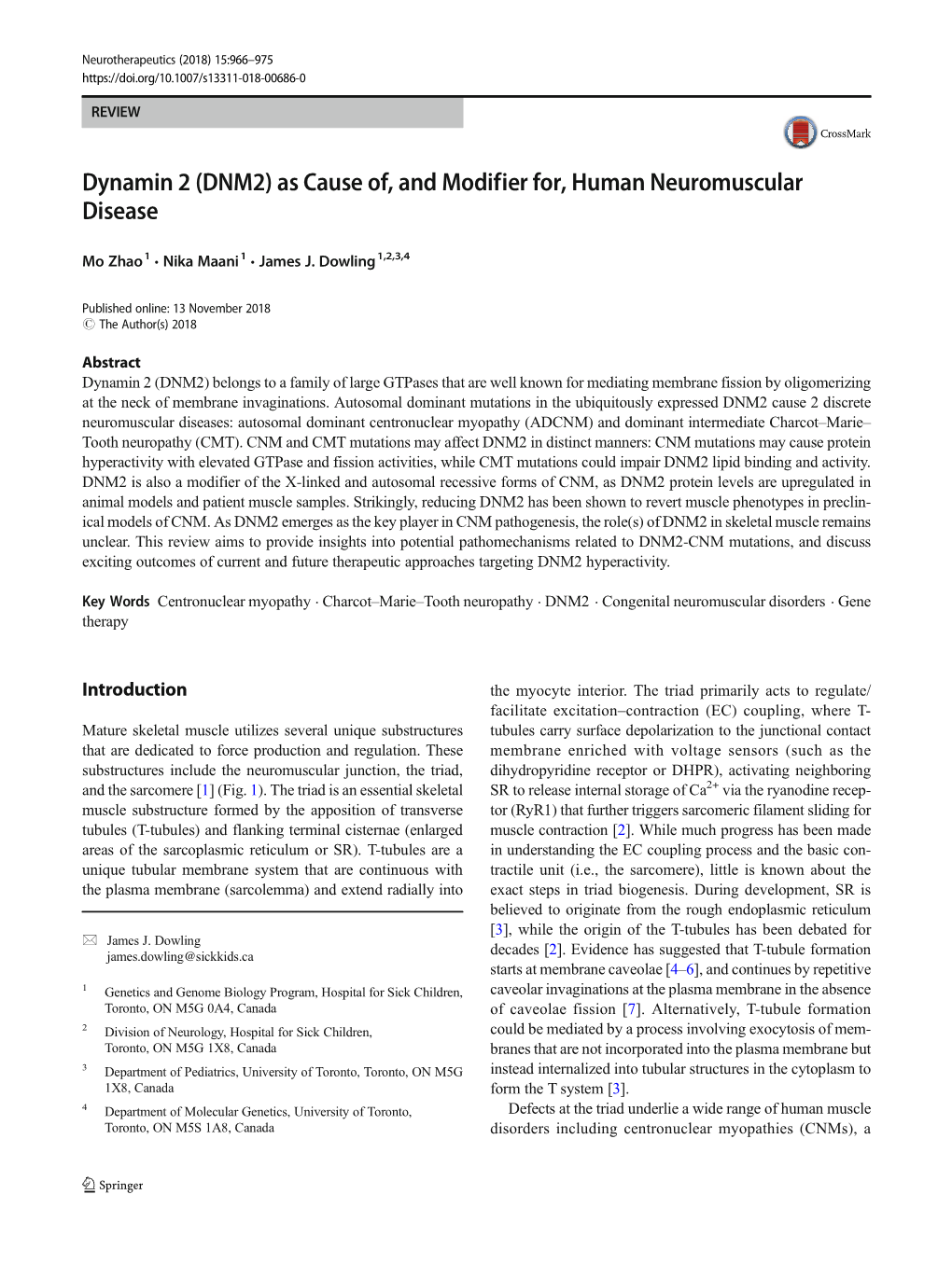 (DNM2) As Cause Of, and Modifier For, Human Neuromuscular Disease