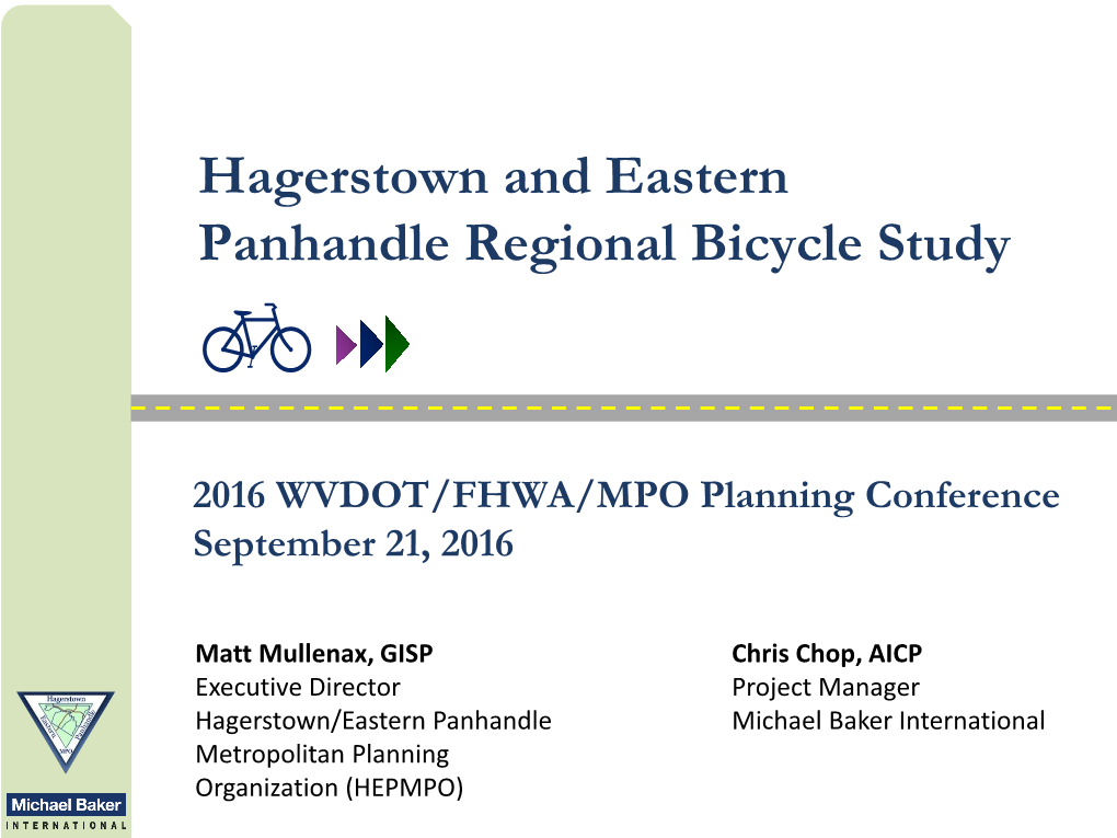 Hagerstown and Eastern Panhandle Regional Bicycle Study