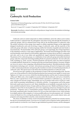 Carboxylic Acid Production