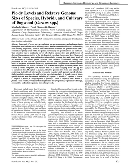 Ploidy Levels and Relative Genome Sizes of Species, Hybrids, And