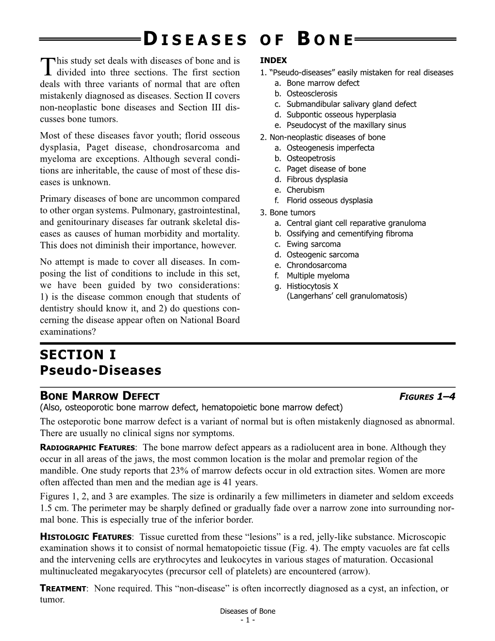 Bone Diseases and Section III Dis- C