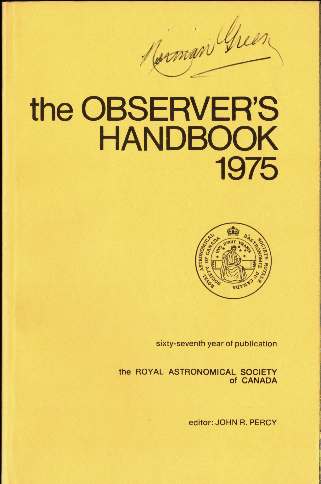 Observer's Handbook 1975