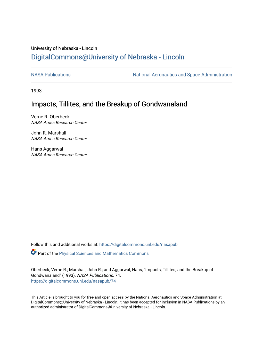 Impacts, Tillites, and the Breakup of Gondwanaland