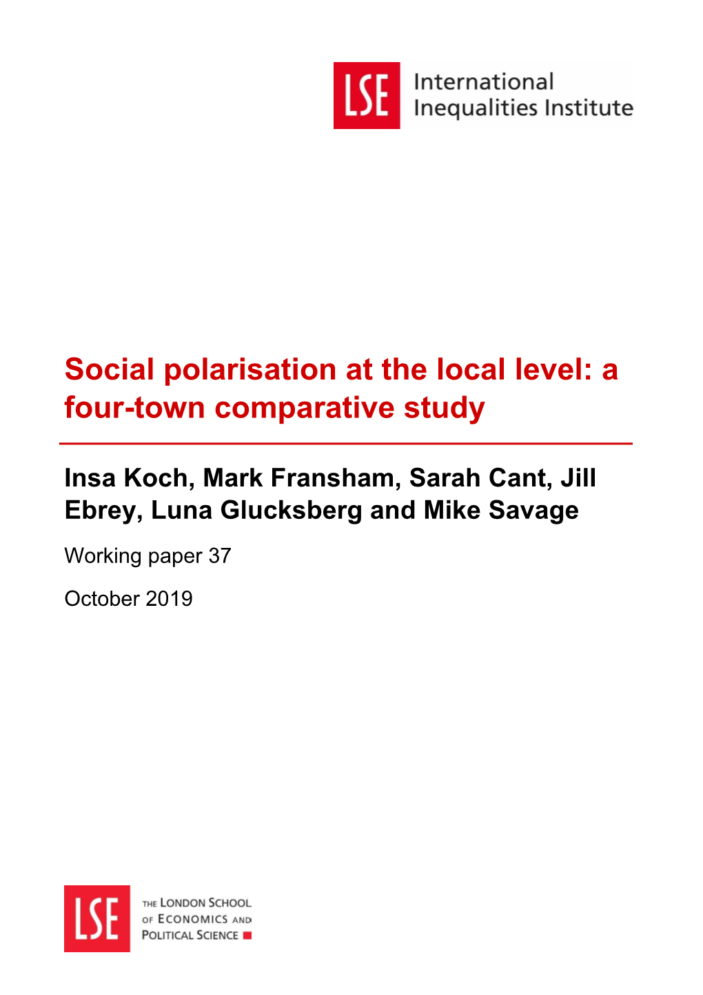 Social Polarisation at the Local Level: a Four-Town Comparative Study