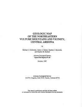 Geologic Map of the Northeastern Vulture Mountains and Vicinity, Central Arizona
