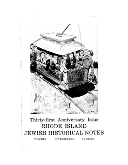 VOLUME 8 NOVEMBER 1981 NUMBER 3 Front Cover Cartoon from Brown University's Brown Jug, 1928-80, Depicting a Jew Trying to Board the Fraternity Streetcar