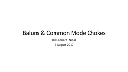 Baluns & Common Mode Chokes