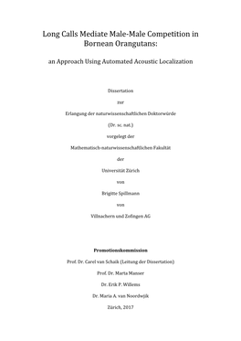 Long Calls Mediate Male-Male Competition in Bornean Orangutans