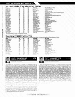 2013 Nebraska Football Newcomers Walk-On Student-Athletes