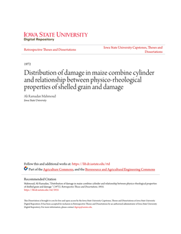 Distribution of Damage in Maize Combine Cylinder and Relationship Between Physico-Rheological Properties of Shelled Grain and Da