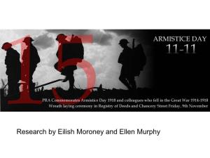 Research by Eilish Moroney and Ellen Murphy First World War Memorial Land Registry of Ireland F