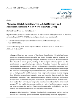 Planarian (Platyhelminthes, Tricladida) Diversity and Molecular Markers: a New View of an Old Group