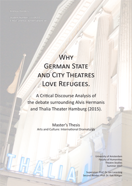 Why German State and City Theatres Love Refugees