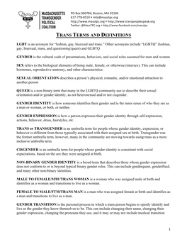 Trans Terms and Definitions
