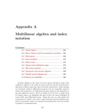 Appendix a Multilinear Algebra and Index Notation