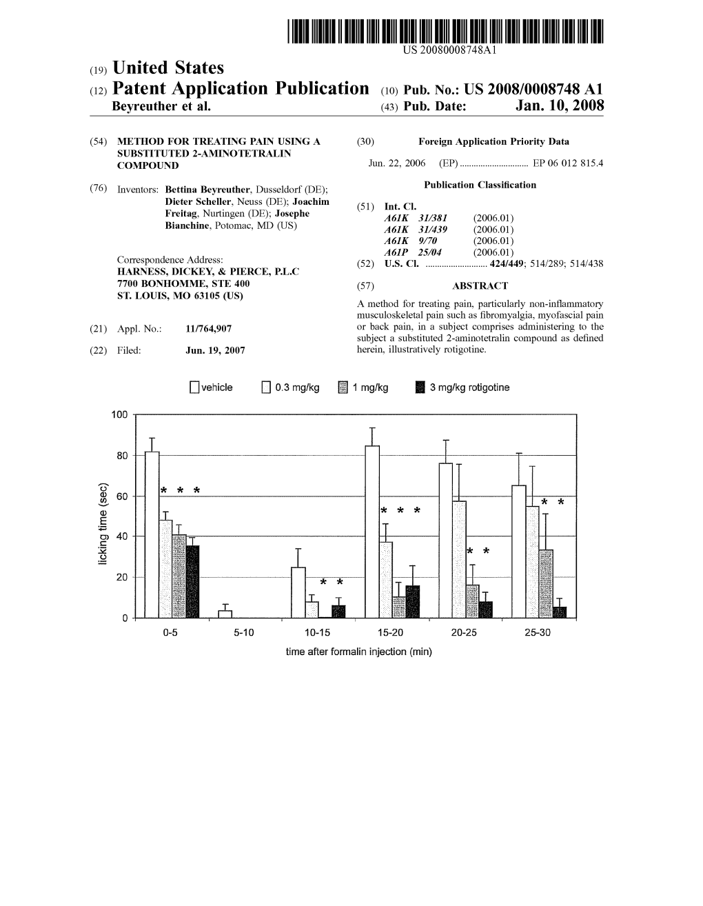 (12) Patent Application Publication (10) Pub. No.: US 2008/0008748A1 Beyreuther Et Al