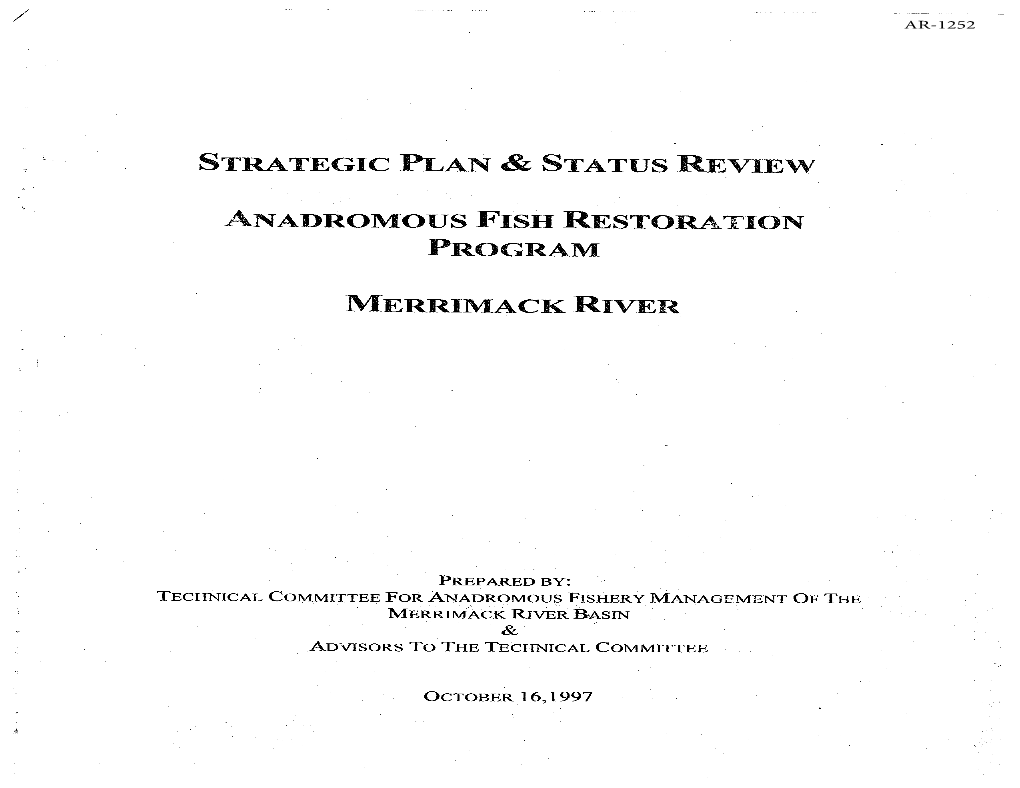 Strategic Plan and Status Review, Anadromous Fish Restoration