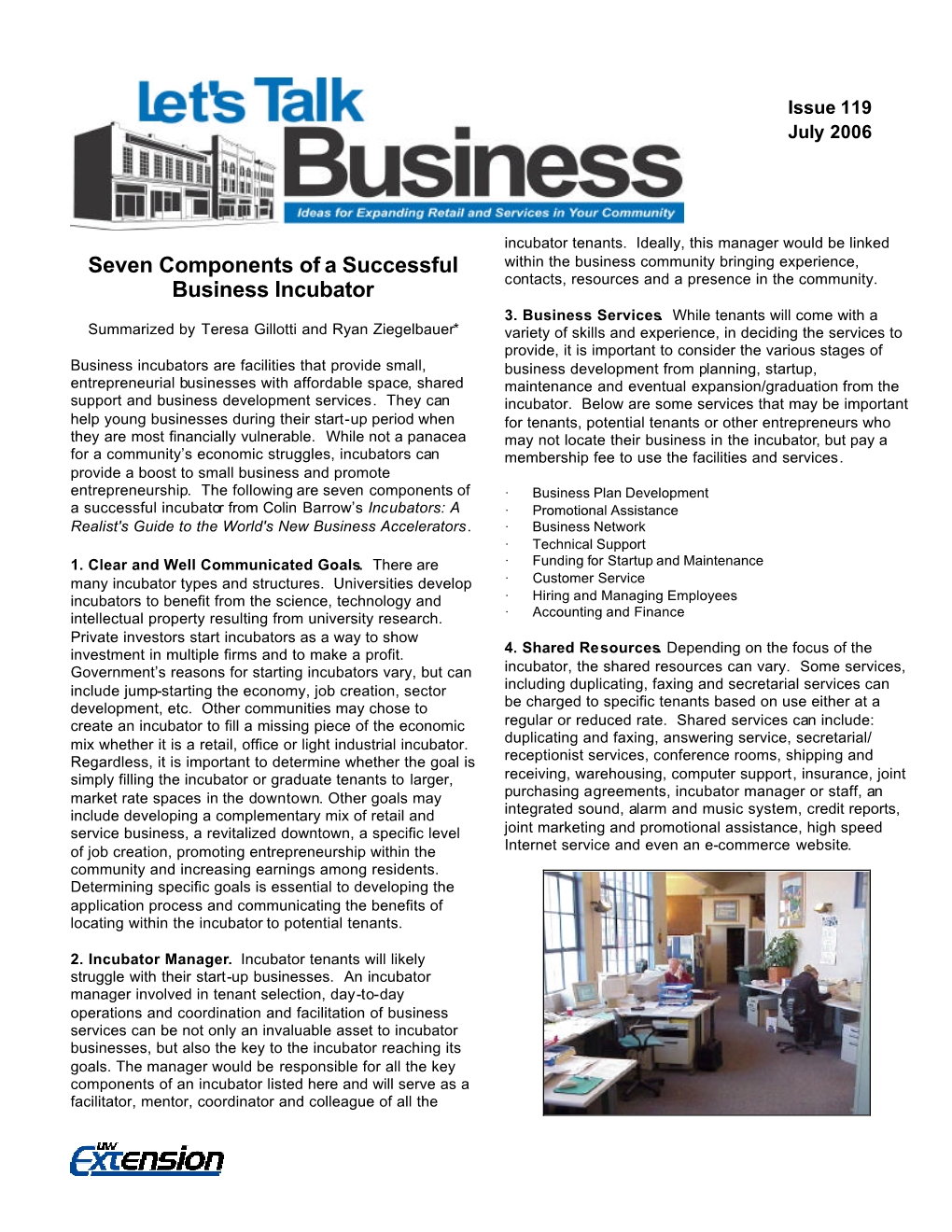 Seven Components of a Successful Business Incubator