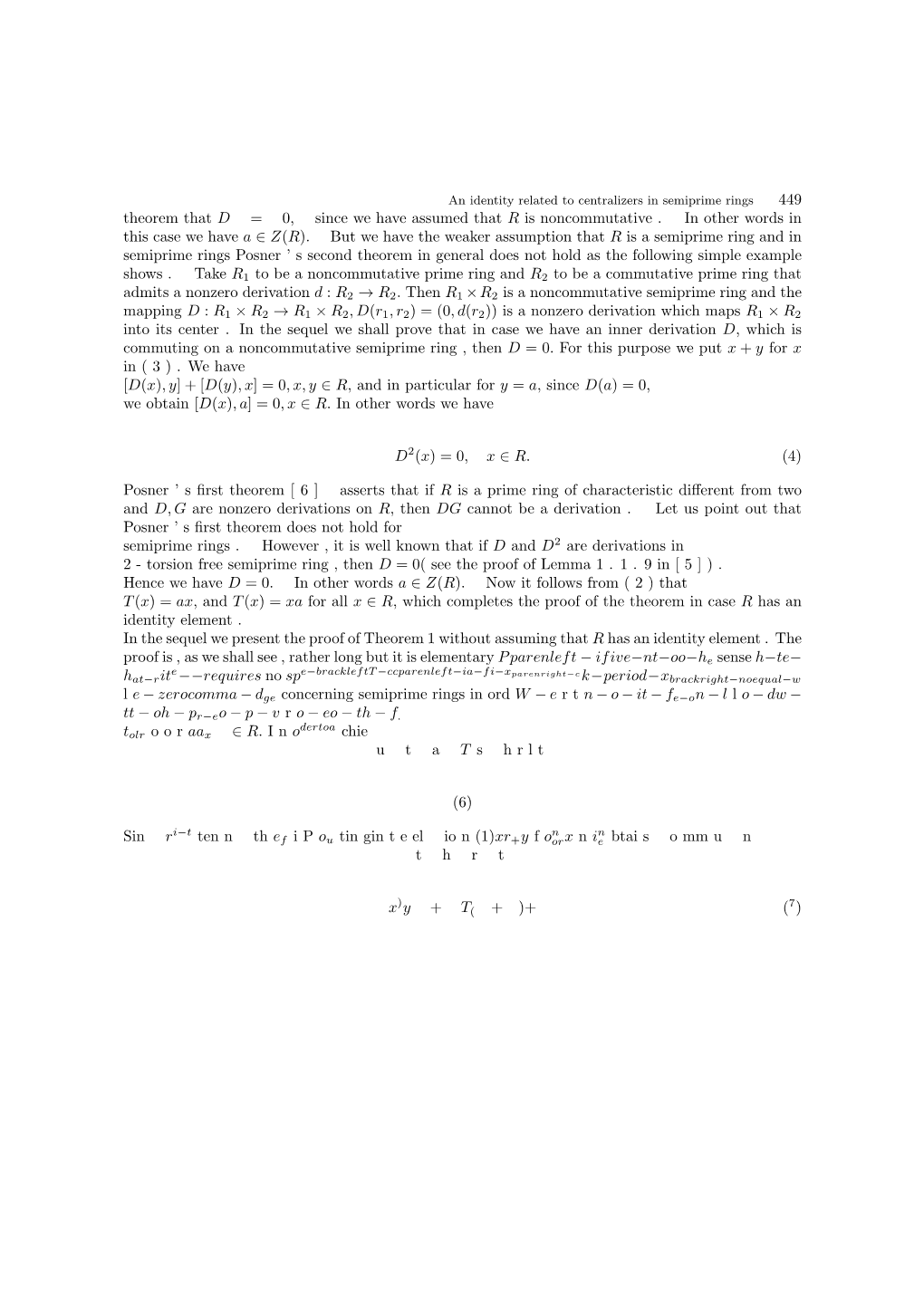 An Identity Related to Centralizers in Semiprime Rings .. 449 \ Hspacetheorem∗{\ Thatf I L D L } =An 0 Comma Identity