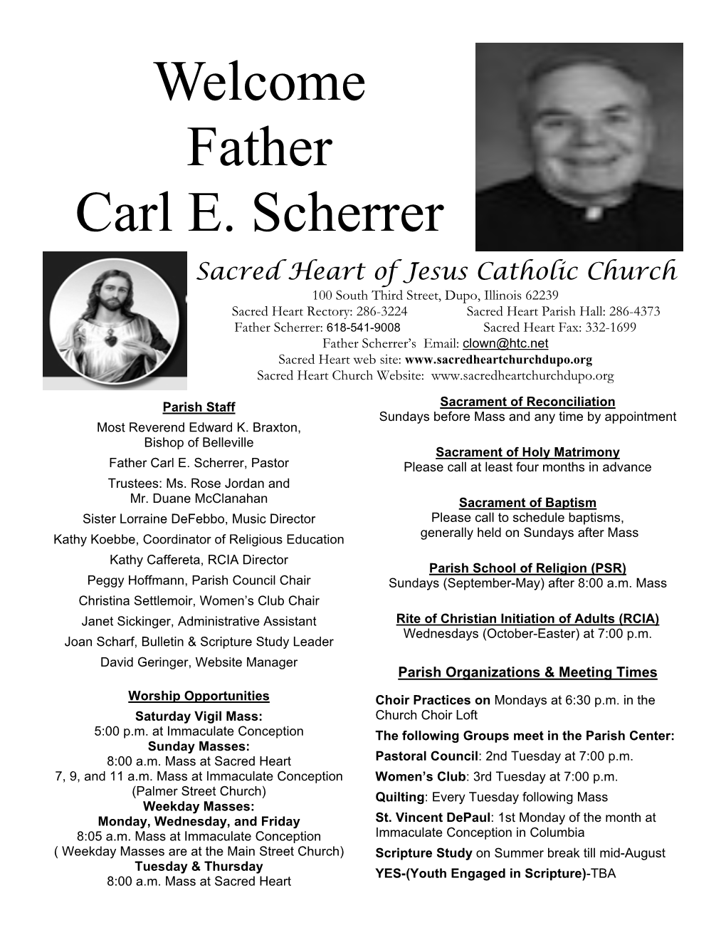 Welcome Father Carl E. Scherrer