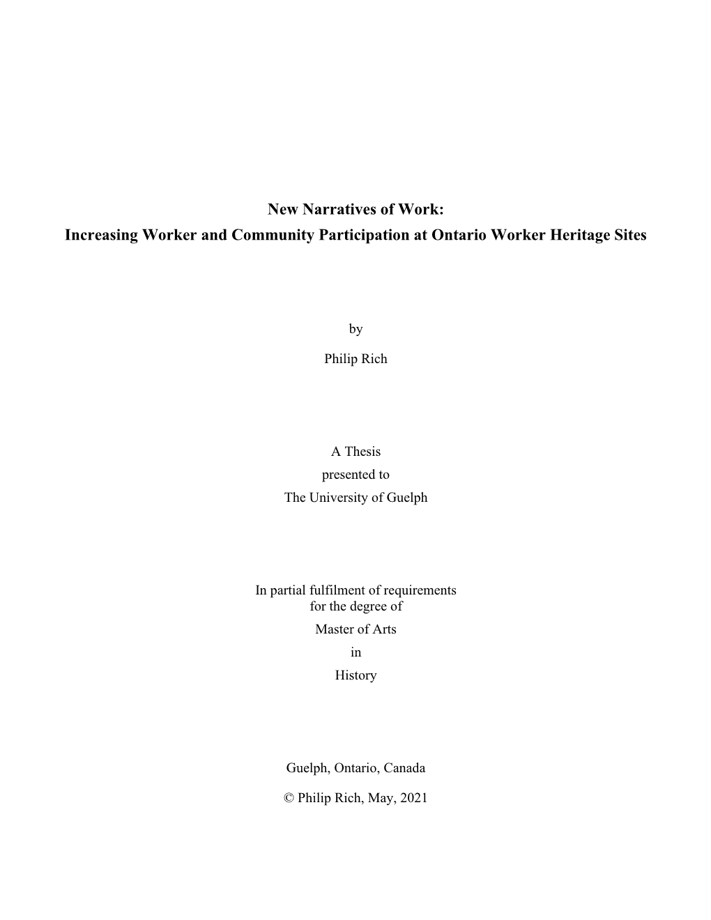 New Narratives of Work: Increasing Worker and Community Participation at Ontario Worker Heritage Sites