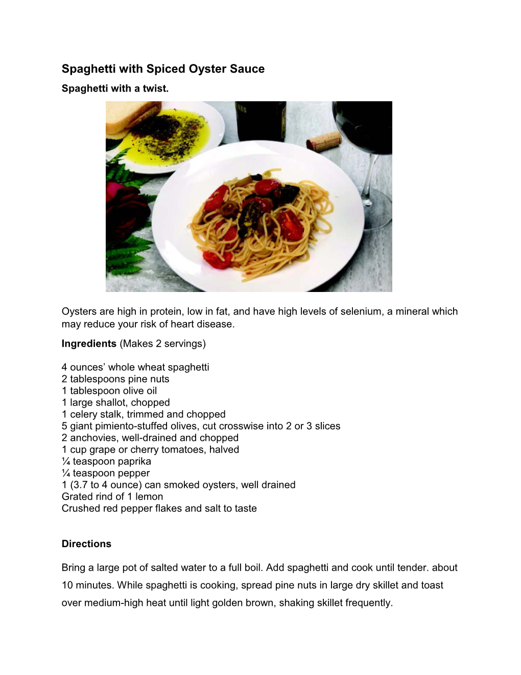 Download the Spaghetti with Spiced Oyster Sauce Recipe (PDF)