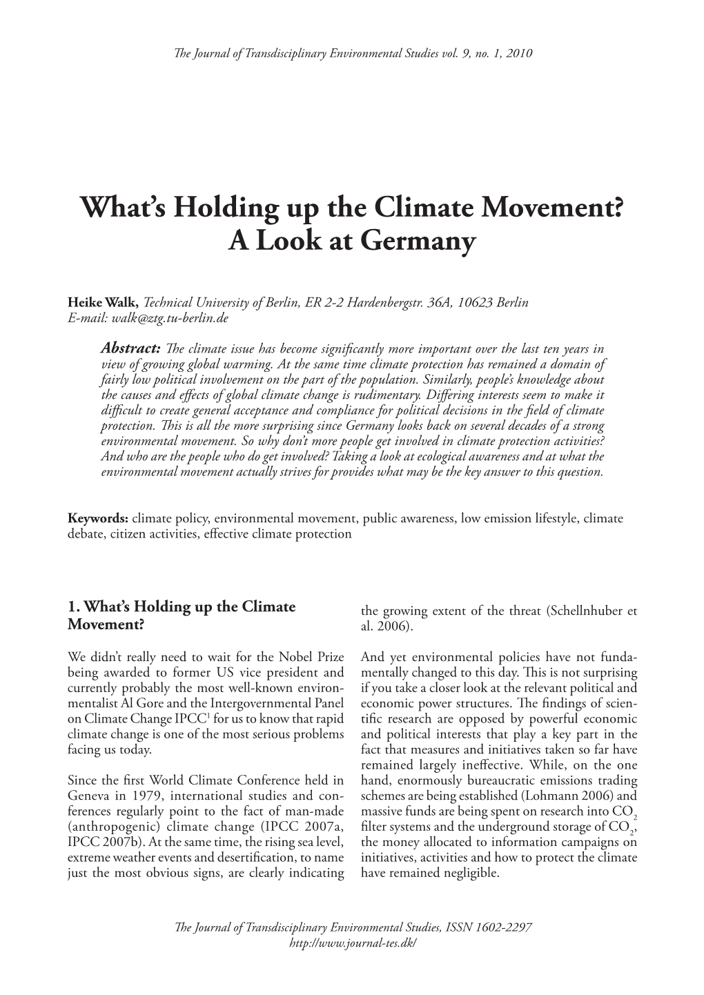 What's Holding up the Climate Movement? a Look at Germany