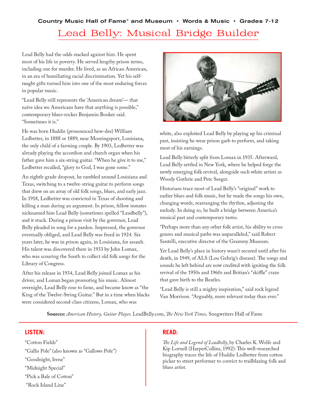 Lead Belly: Musical Bridge Builder