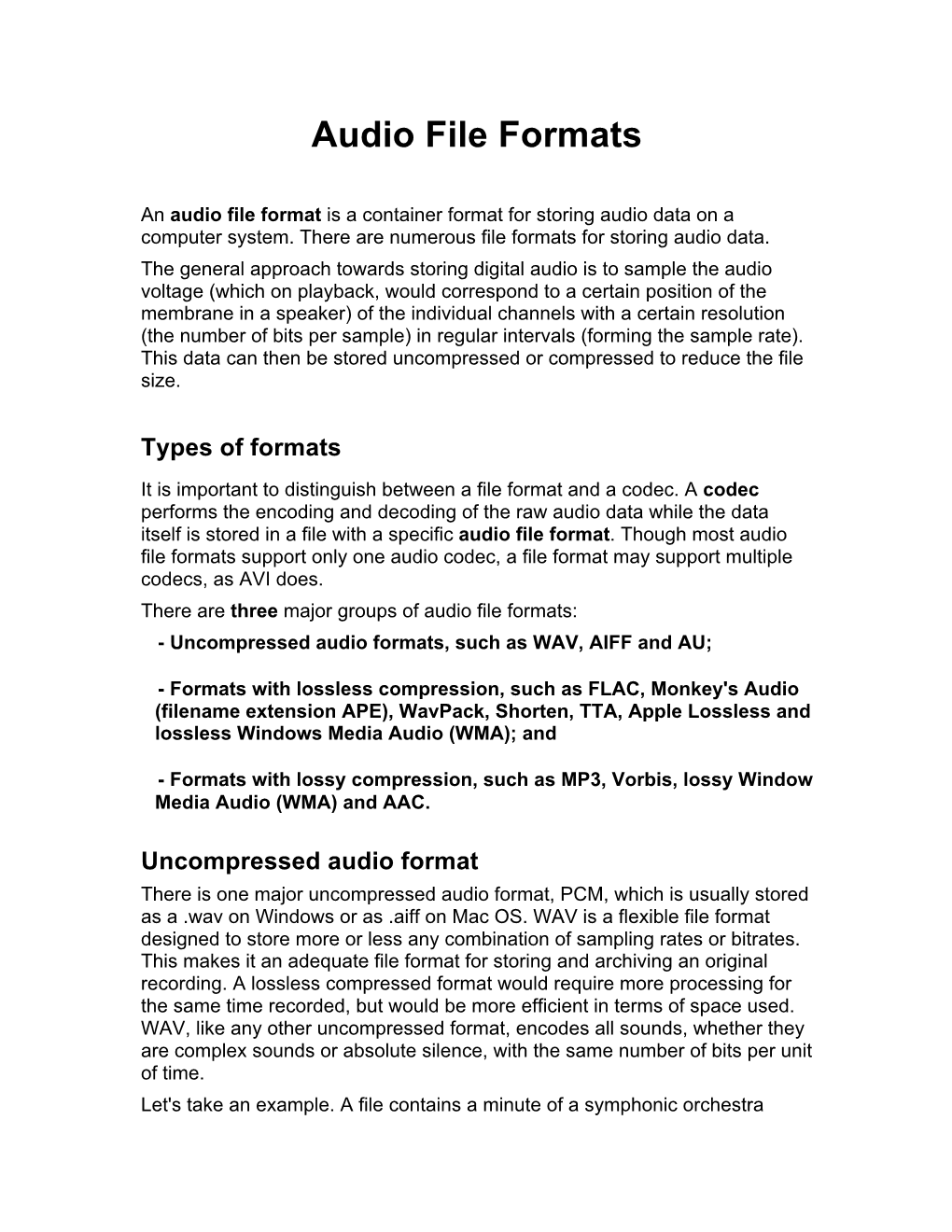 Audio File Formats