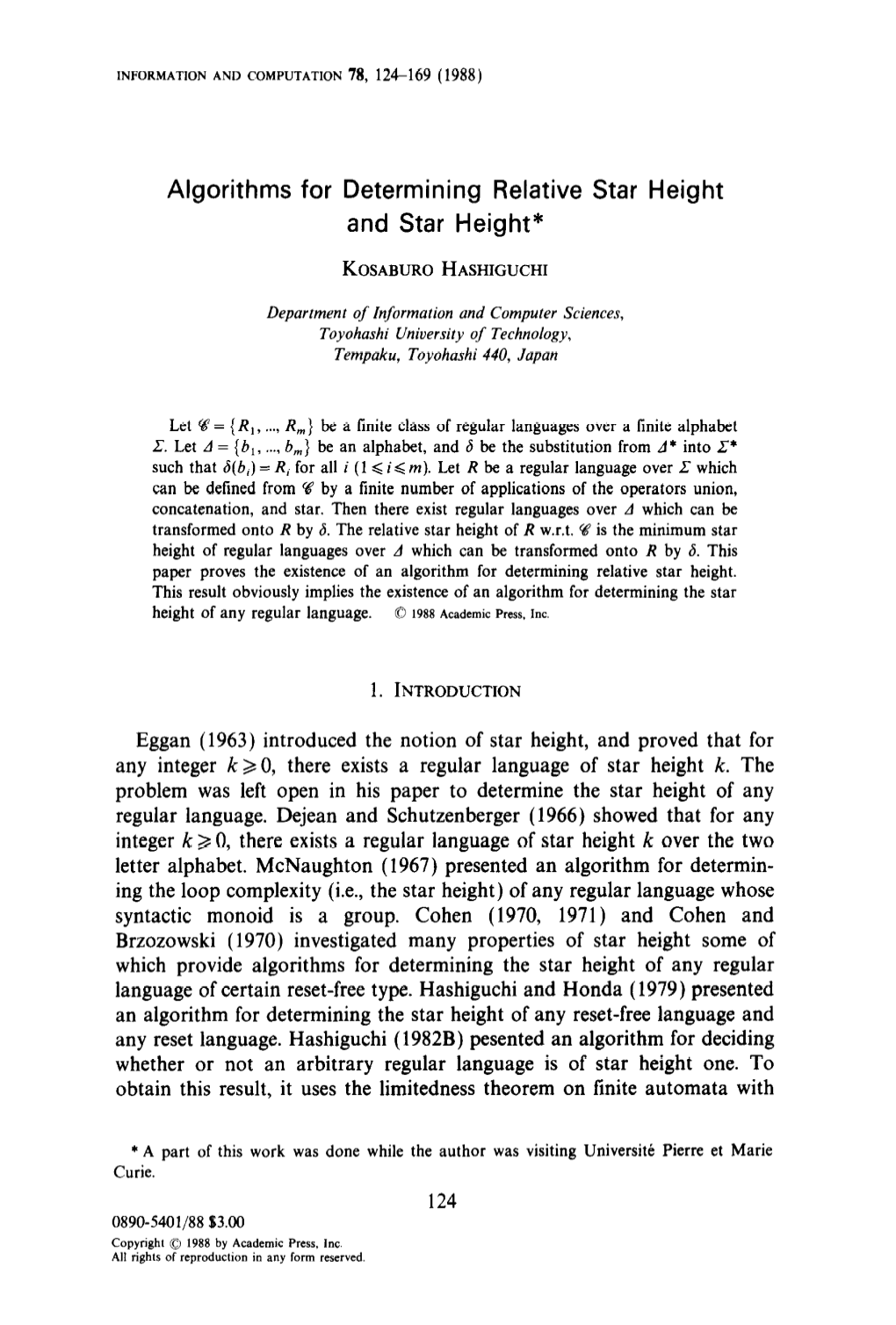 Algorithms for Determining Relative Star Height and Star Height*