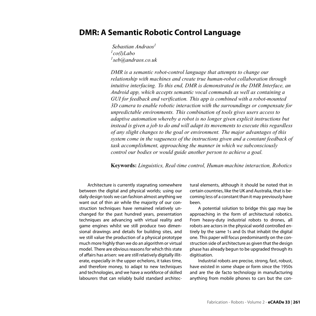 A Semantic Robotic Control Language