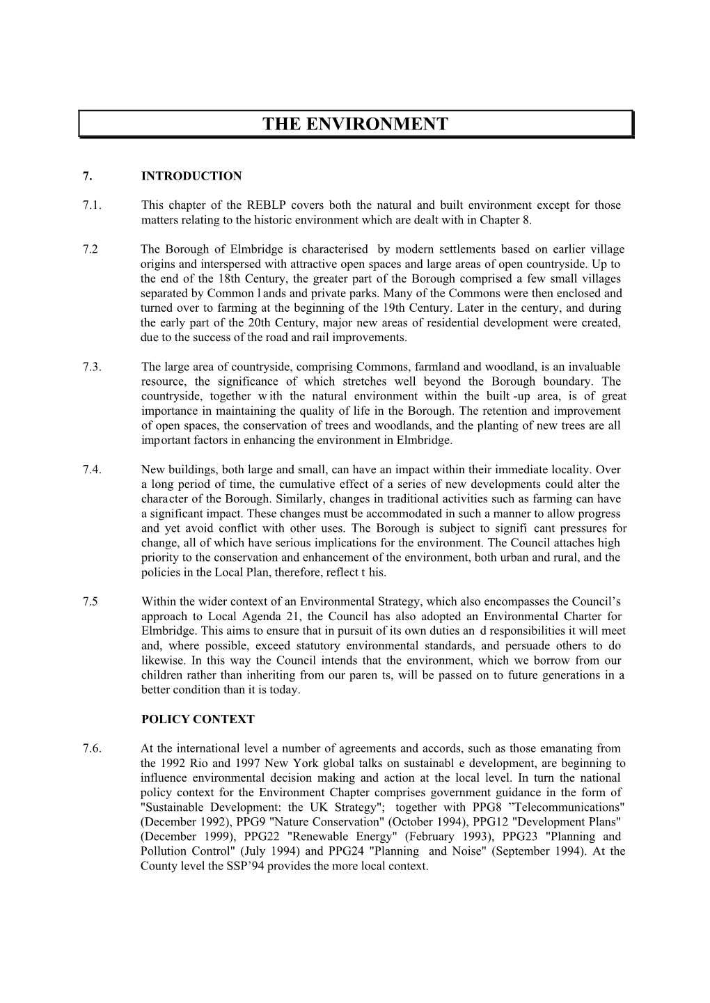 Elmbridge Council's Planning Policies for the Environment