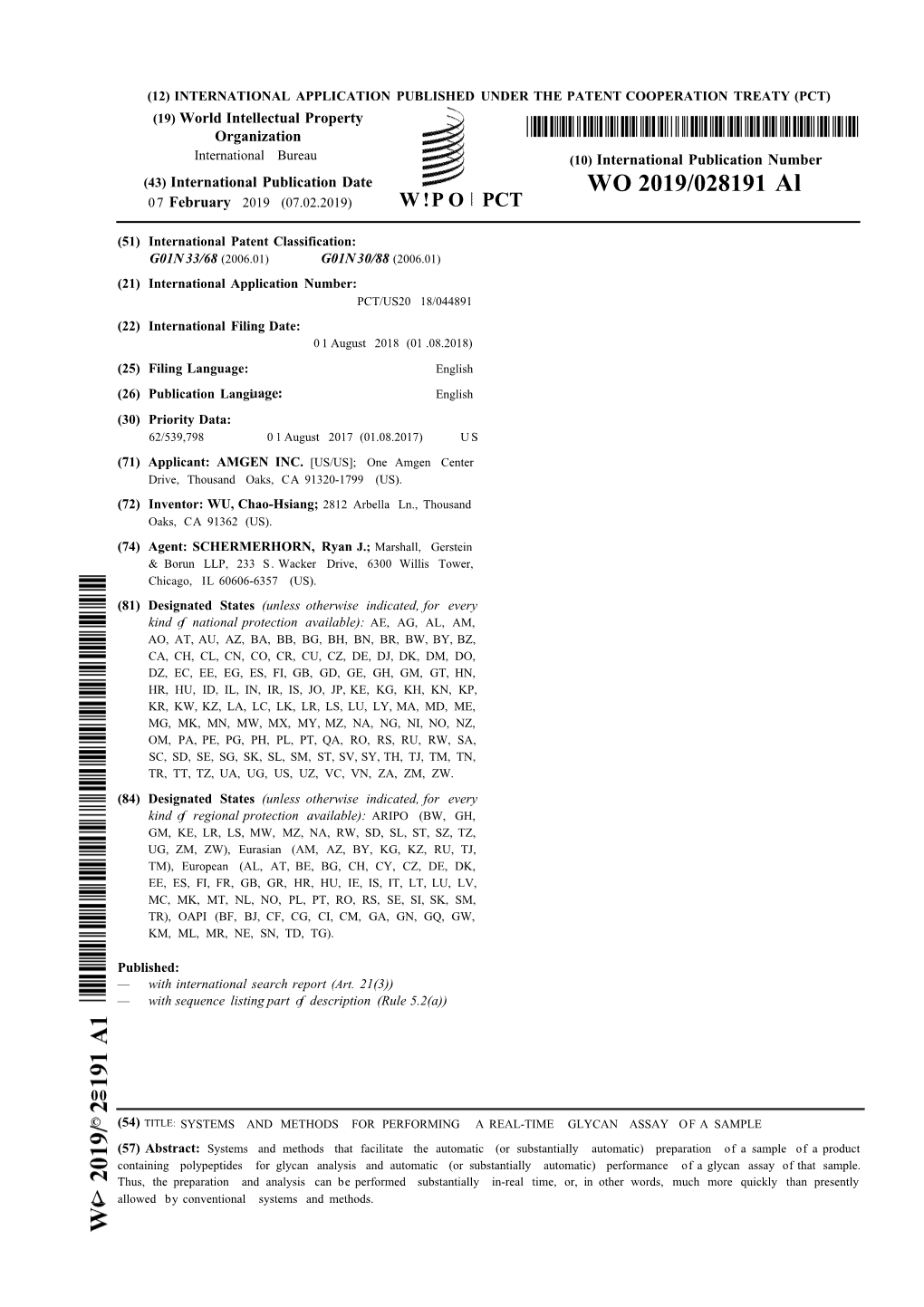 WO 2019/028191 Al 07 February 2019 (07.02.2019) W !P O PCT
