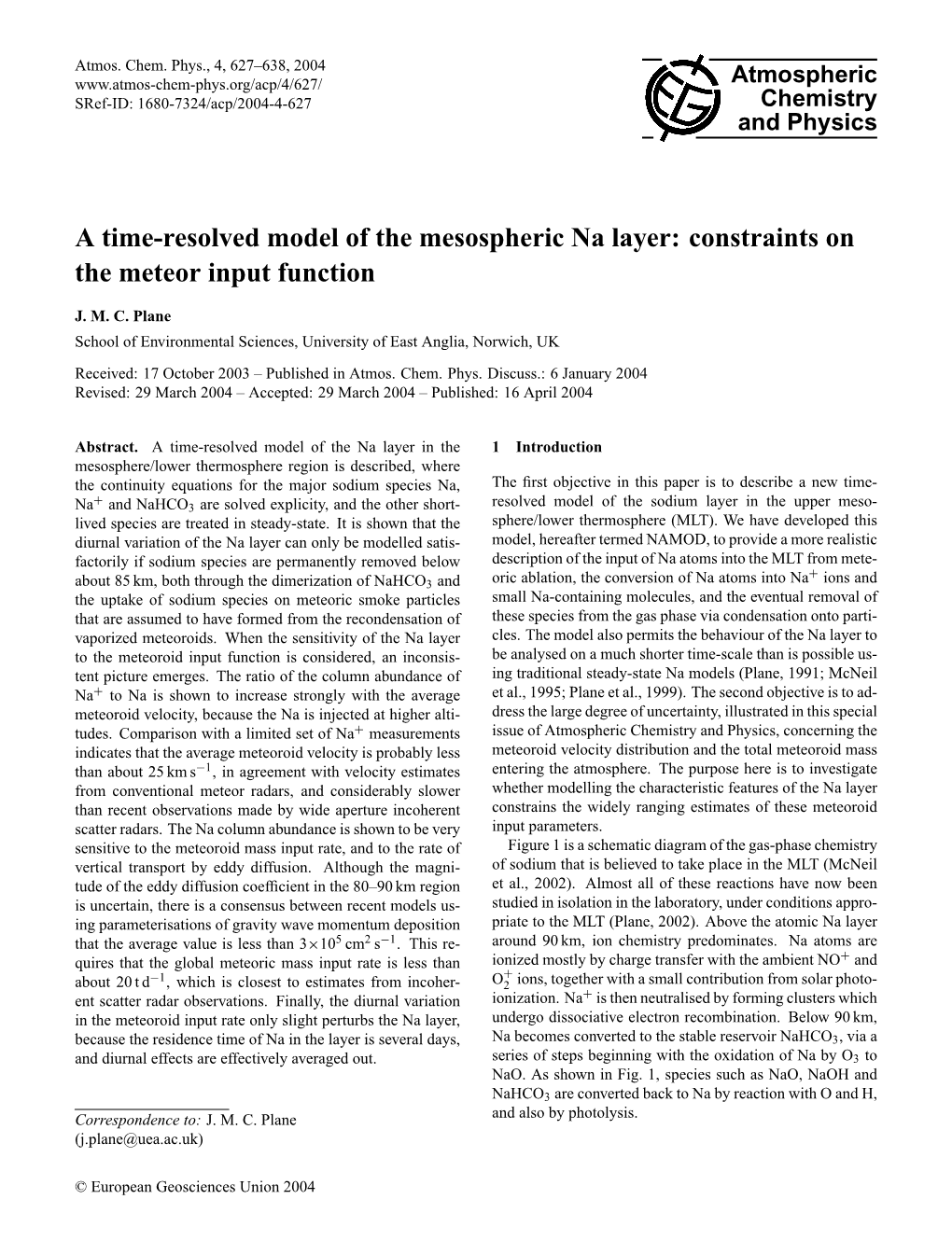 A Time-Resolved Model of the Mesospheric Na Layer: Constraints on the Meteor Input Function