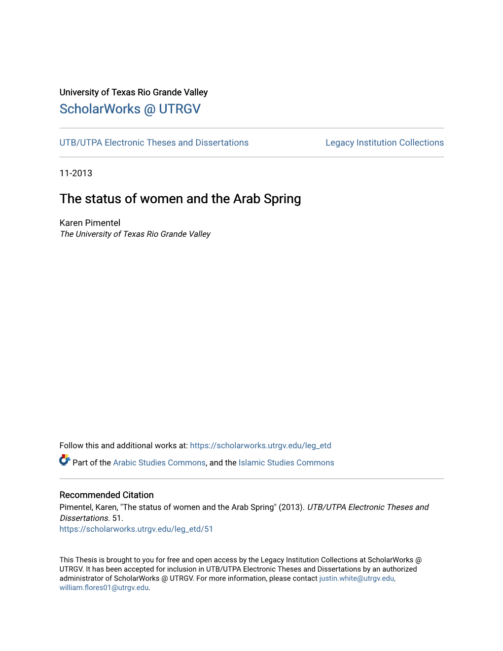 The Status of Women and the Arab Spring