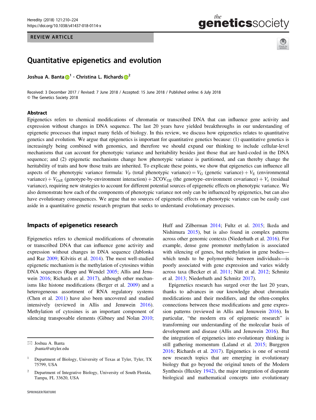 Quantitative Epigenetics and Evolution