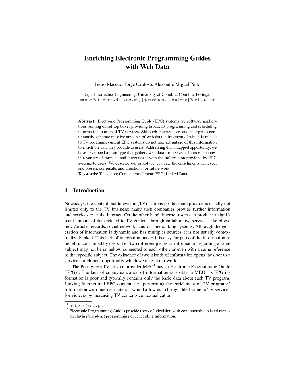 Enriching Electronic Programming Guides with Web Data