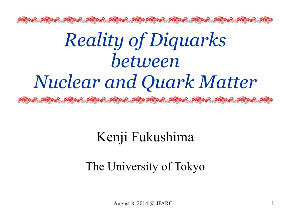 Reality of Diquarks Between Nuclear and Quark Matter