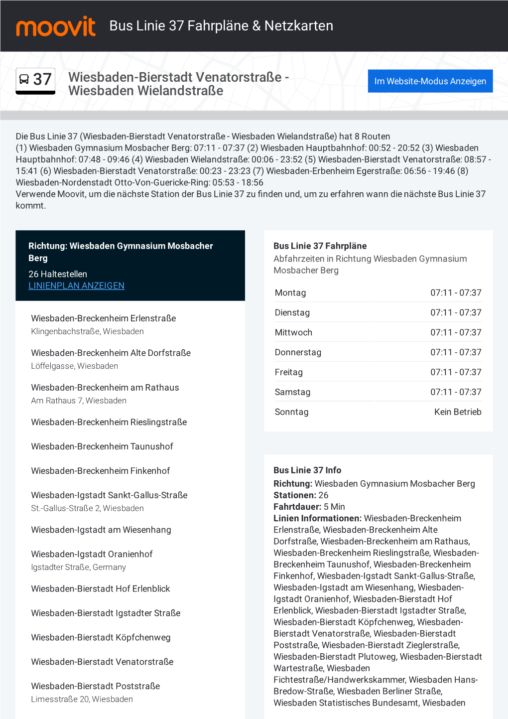 Bus Linie 37 Fahrpläne & Karten