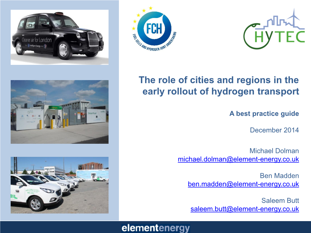 The Role of Cities and Regions in the Early Rollout of Hydrogen Transport