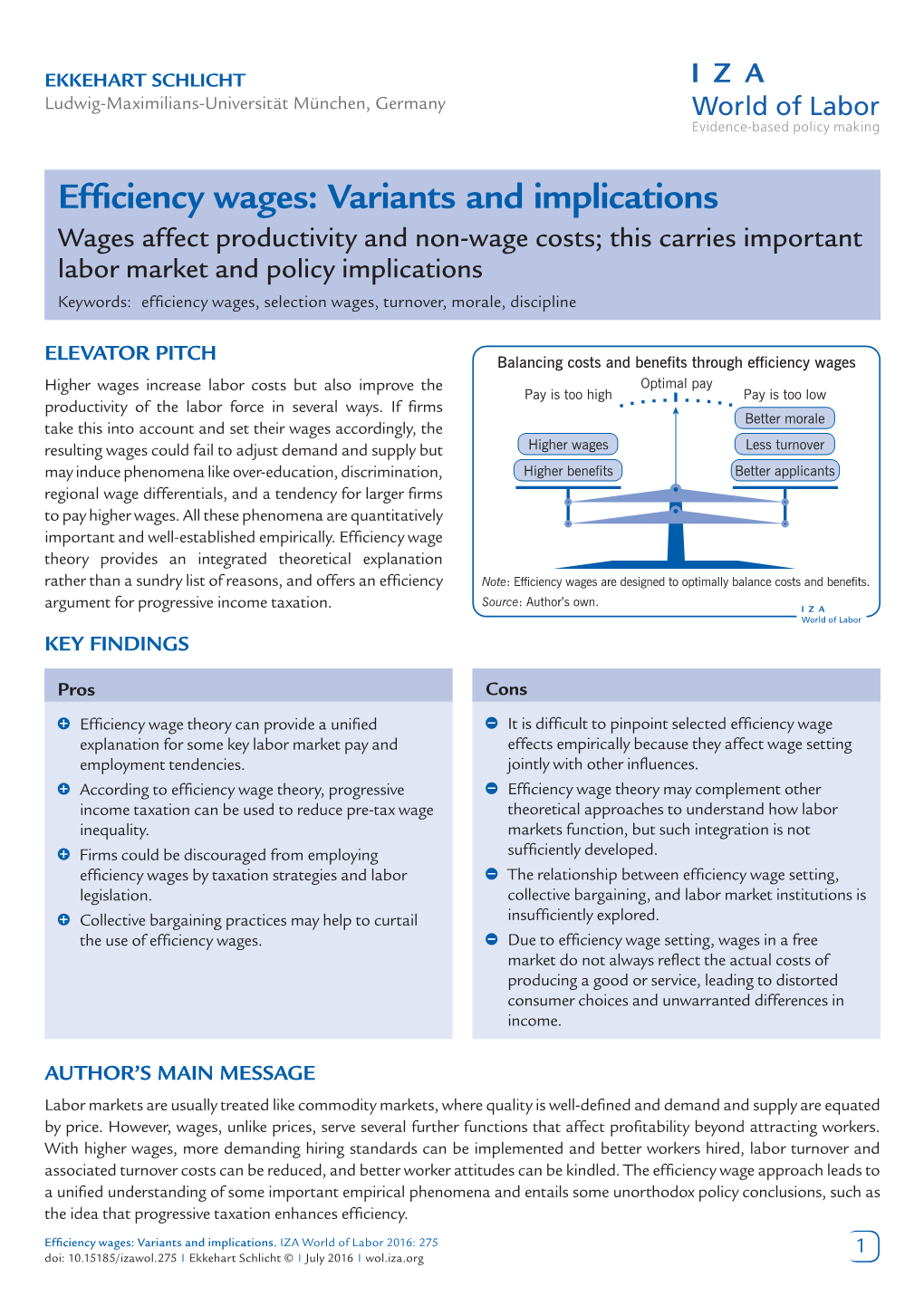 Efficiency Wages: Variants and Implications