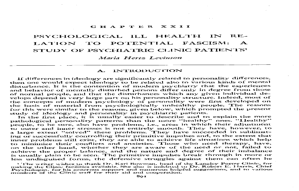 A Study of Psychiatric Clinic Patients