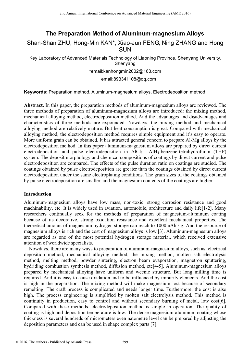 The Preparation Method of Aluminum-Magnesium Alloys