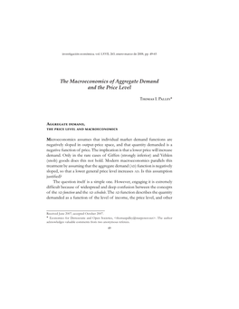 The Macroeconomics of Aggregate Demand and the Price Level