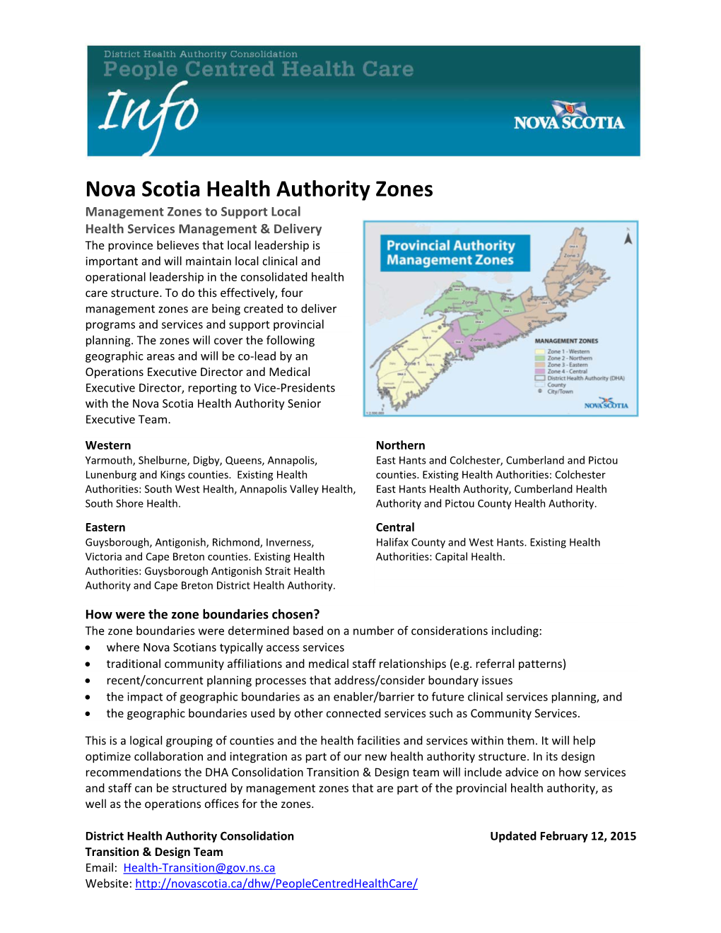 Nova Scotia Health Authority Zones