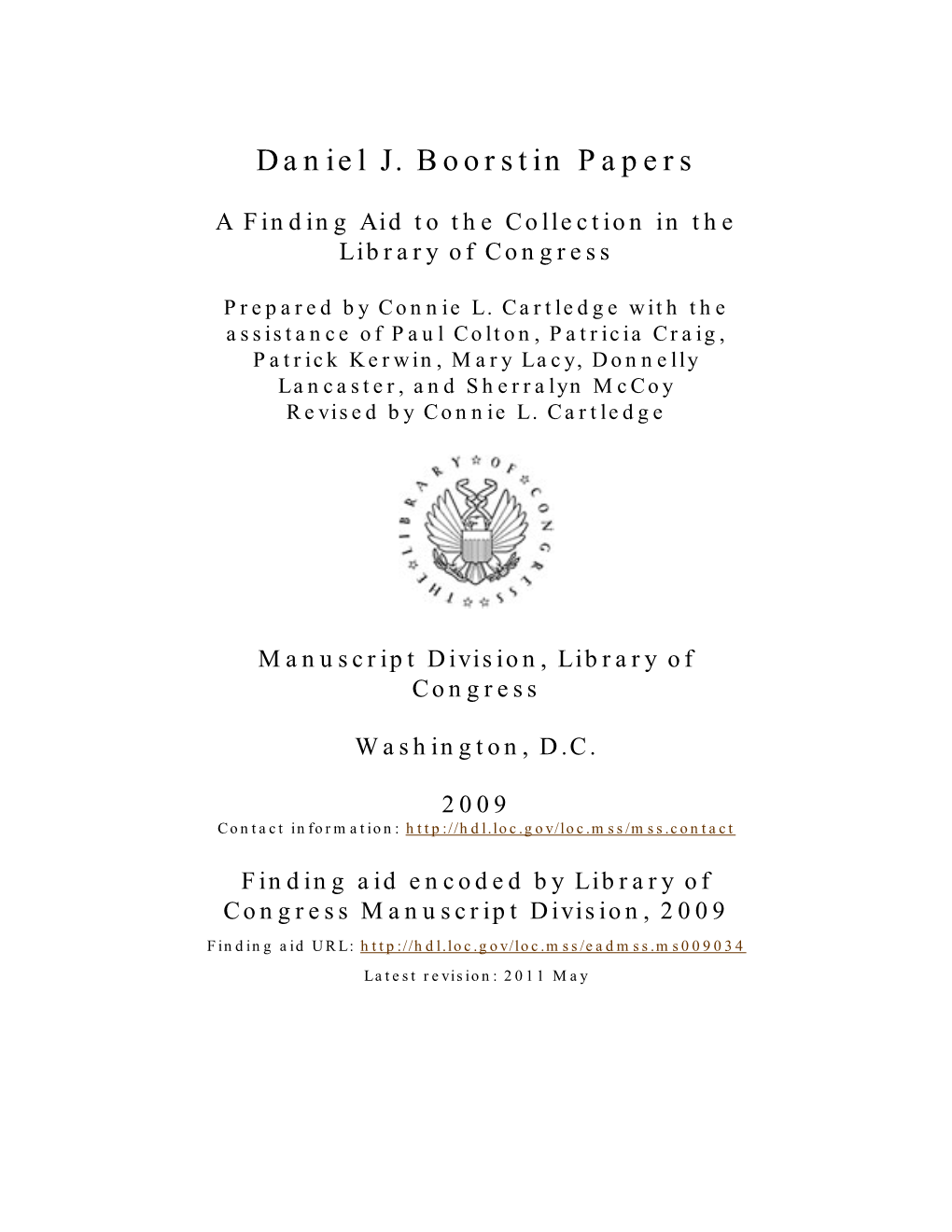 Daniel J. Boorstin Papers [Finding Aid]