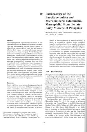 10 Paleoecology of the Paucituberculata and Microbiotheria (Mammalia, Marsupialia) from the Late Early Miocene of Patagonia