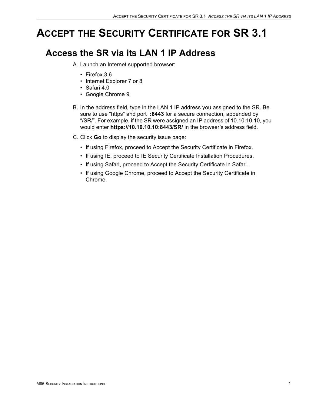 Sr 3.1 Access the Sr Via Its Lan 1 Ip Address